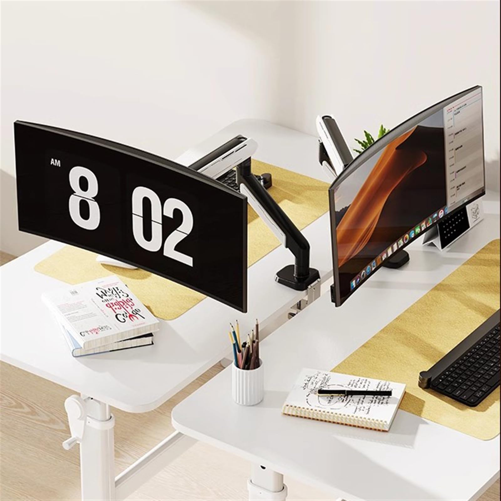 Monitor Arms 17-45 inch Single Monitor Arm Desk Mount for Ultrawide Screens, Fully Adjustable Aluminum Monitor Arm, Two Mounting Option, Ma(