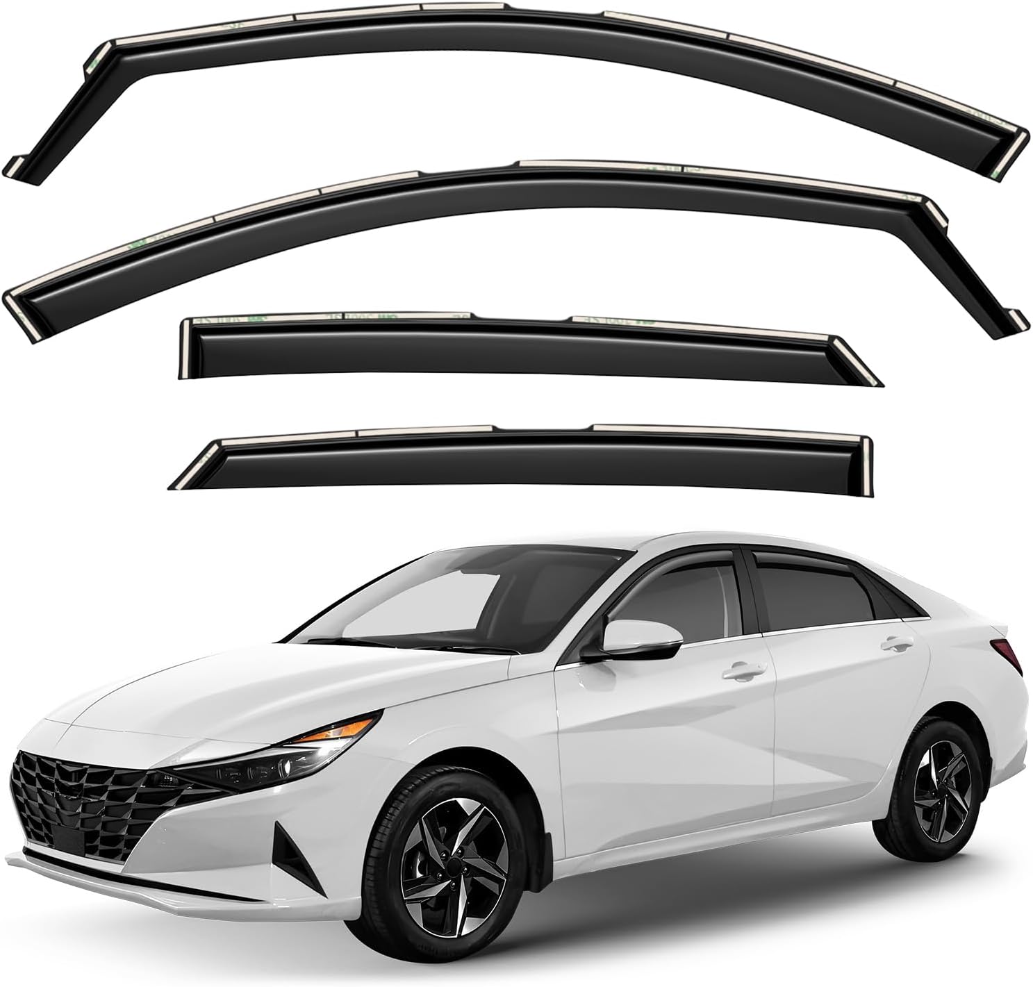 Window Deflectors Smoke Tinted in-Channel Side Window Vent Visor Deflectors Rain Guards Compatible with Elantra 2021-2026 - 4pcs. GW0160