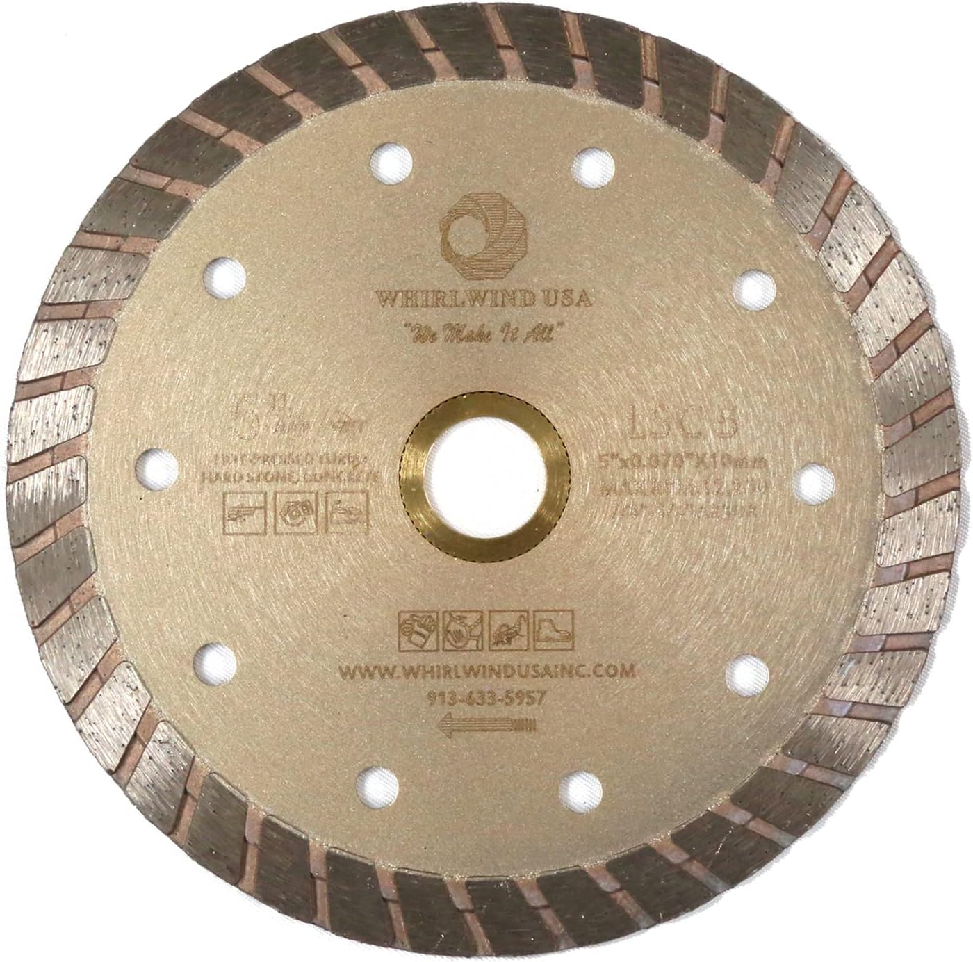 WHIRLWIND USA LSC 5 Dry or Wet Cutting General Purpose Continuous Turbo Power Saw Diamond Blades for Concrete Masonry Brick Stone (steel, 5)