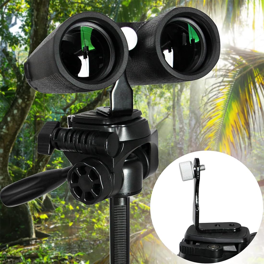 L Metal Binocular Adapter, Adaptateur Universel pour trépied binoculaire, Support en L, Adaptateur de Montage en métal 50 mm Compatible avec tous les trépieds 1/4, télescope, caméra, Noir