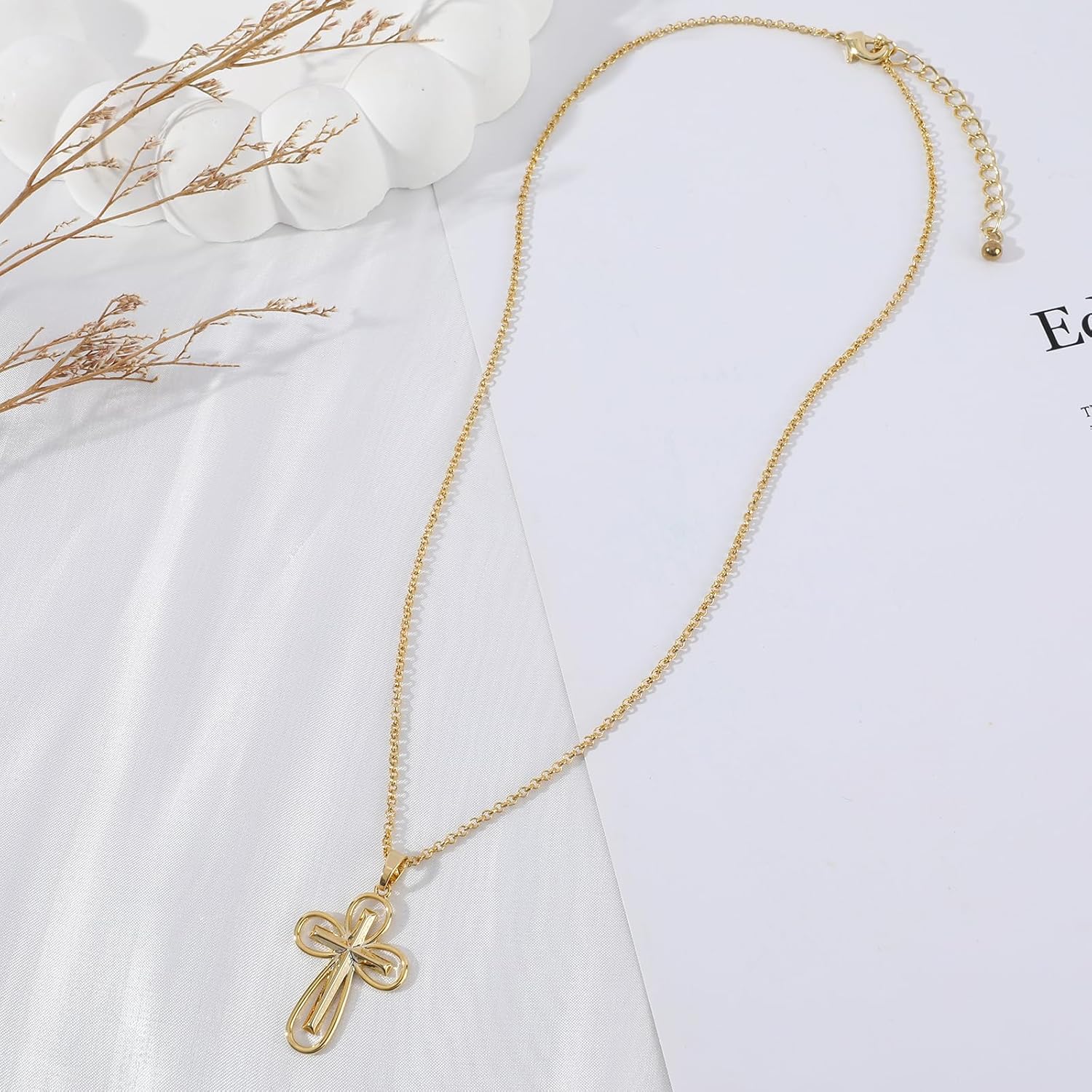 Cross Necklace for Women, 14K Gold Plated Dainty Crucifix Necklace CZ Faith Gold Cross Pendant Necklaces, Diamond Cross Pendant Dainty Cubic Zirconia Cross Necklace Jewelry Gift for Her - Image 3