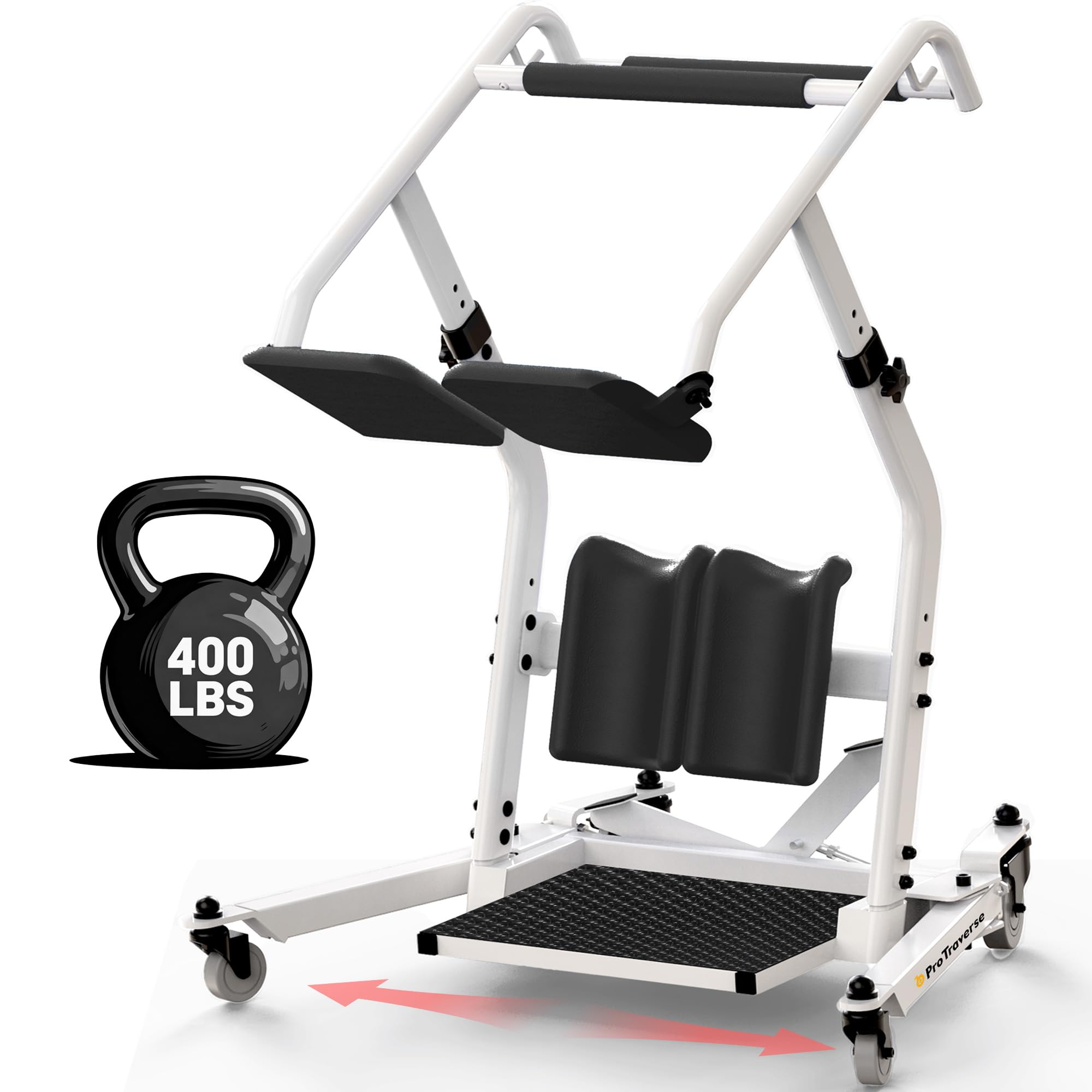 Condition photo showing New/Like New for stand assist lift - sit to stand patient transfer chair for elderly & disabled, 400 lbs capacity lift aid with adjustable height - home & nursing care mobility support,black