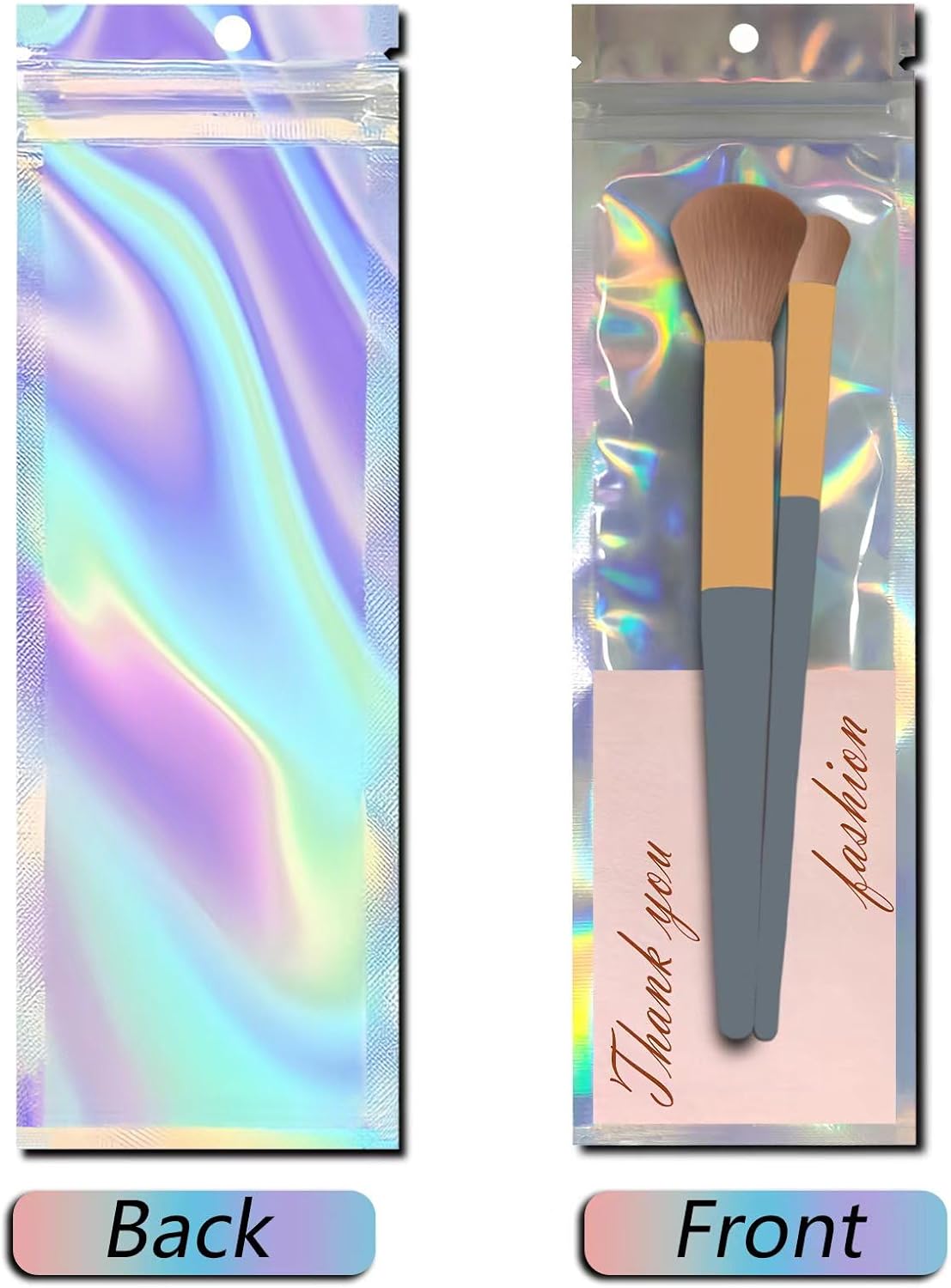 100 Pcs 2.7x9 Inch Holographic Pen Bags - Resealable Smell-Proof Packaging Bags for Party Favors, Food Storage, Cosmetics, Jewelry, Craft Supplies & Lip gloss thumbnail