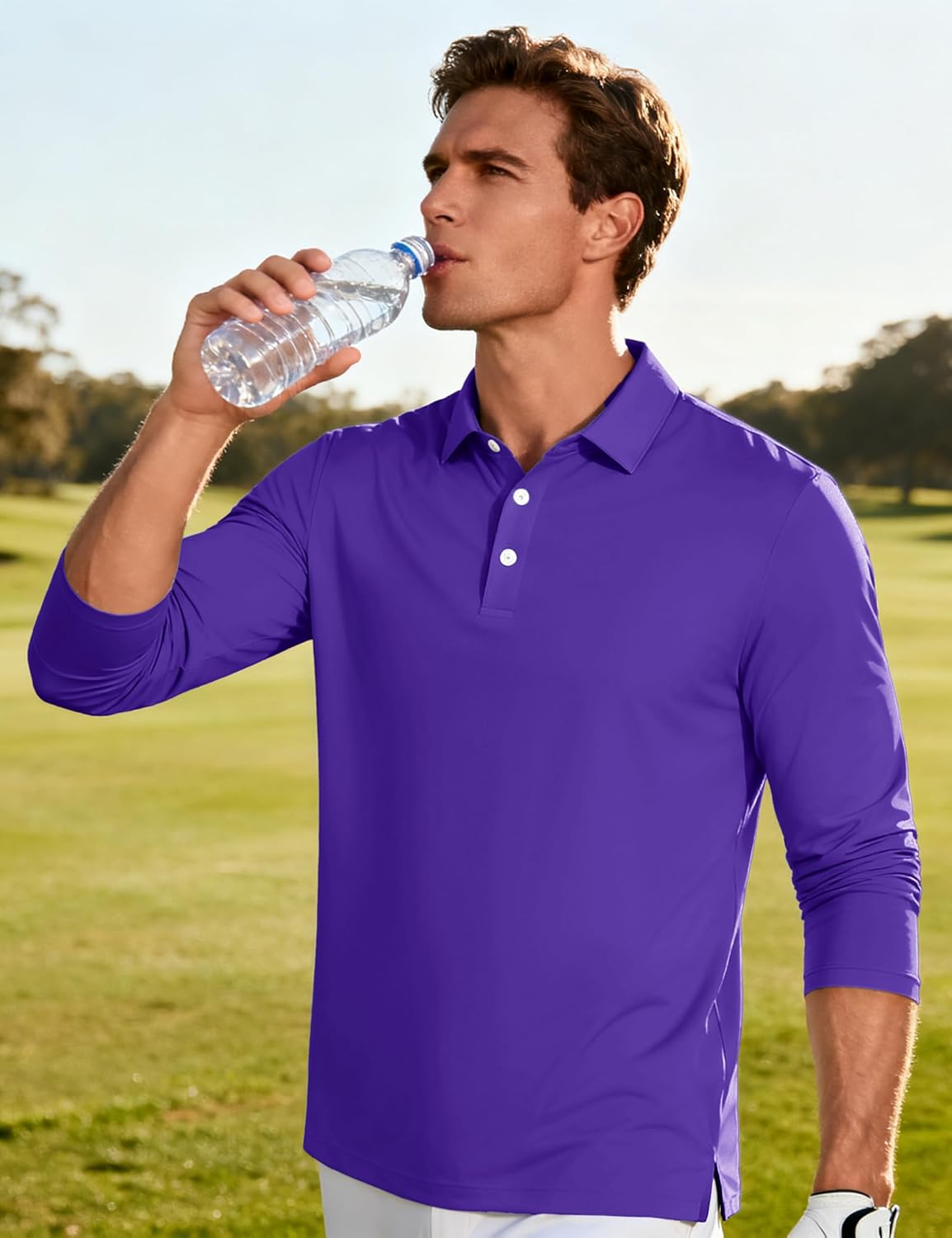 MAGCOMSEN Men's Polo Shirt Long Sleeve Golf Shirts Quick Dry Lightweight 3-Button Performance Work Fishing Athletic - Image 4