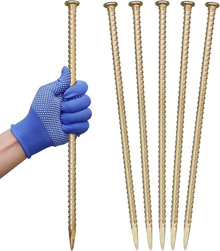 JPOIP Estacas de barras de refuerzo de 16 pulgadas, anclajes de tierra de acero galvanizado de 12 pulgada de diámetro, estaca de jardín de soporte