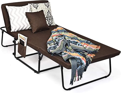 Giantex Cama plegable otomana silla convertible multifunción 3 en 1 con 6 posiciones ajustables capacidad máxima de peso de 550 libras cama de