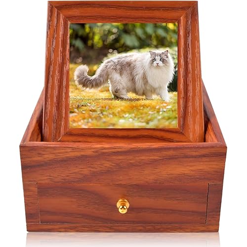 Pet Urns for Dogs Ashe, Cat Urns for Ashes, Wooden Dog Urn Keepsake, Pet Memory Box with Photo Frame, 5×5×2.5 inch Pet Urns for Dogs Ashes, Pet Cremation Box, Loss Sympathy Gifts
