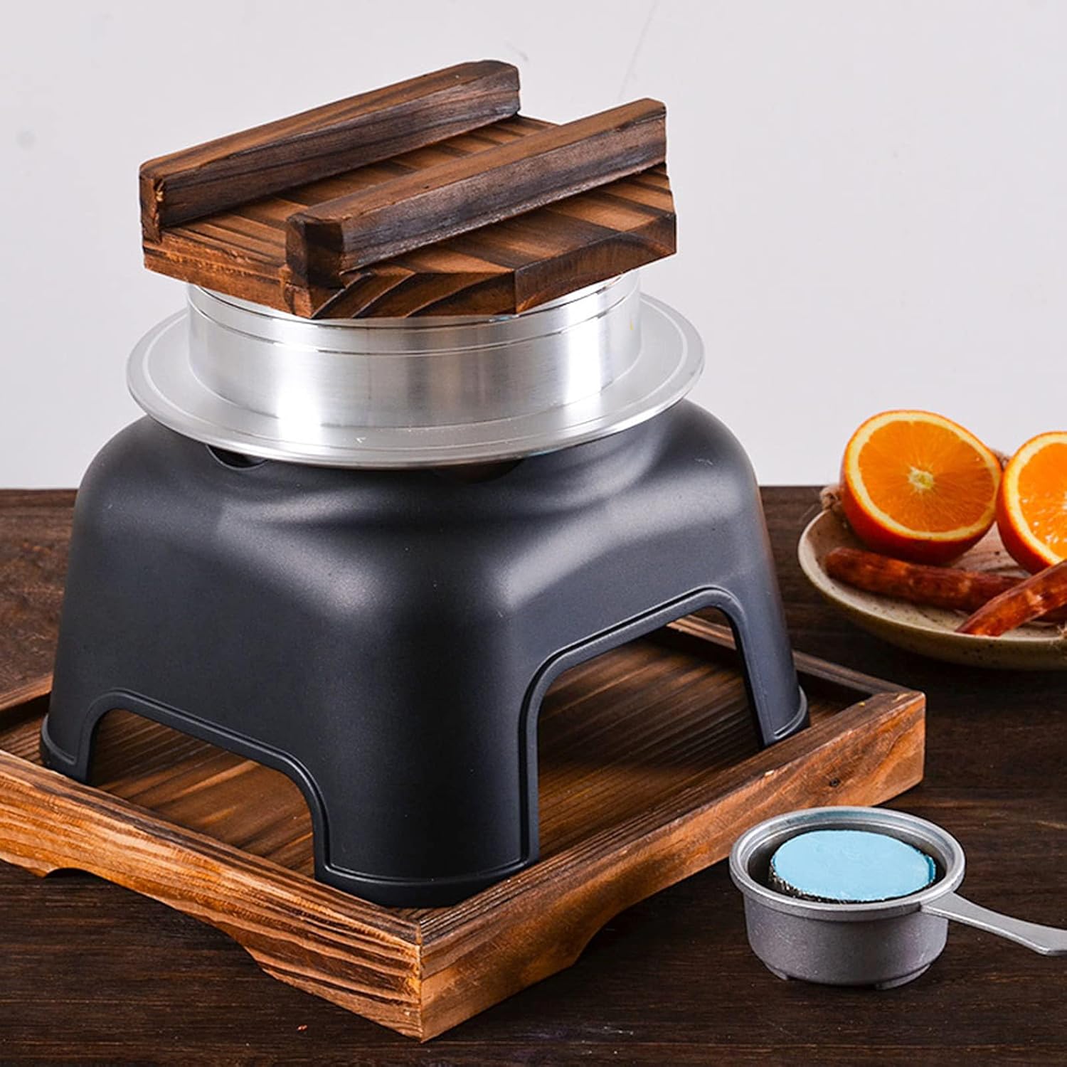 Aluminum Alloy Japanese Hot Pots Rice Steamer Pan with Wooden Lid and Burners Stove Hiking Picnics Camping Cookware Set Aluminum Cooking Hot Pots