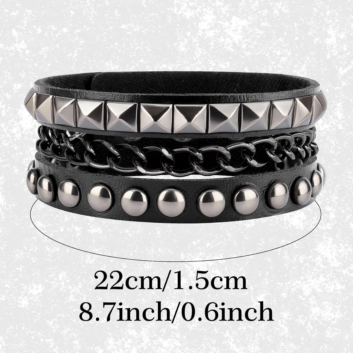 Studded Leather Bracelet for Men & Women - Punk, Gothic & Grunge Accessories - 3 Packs