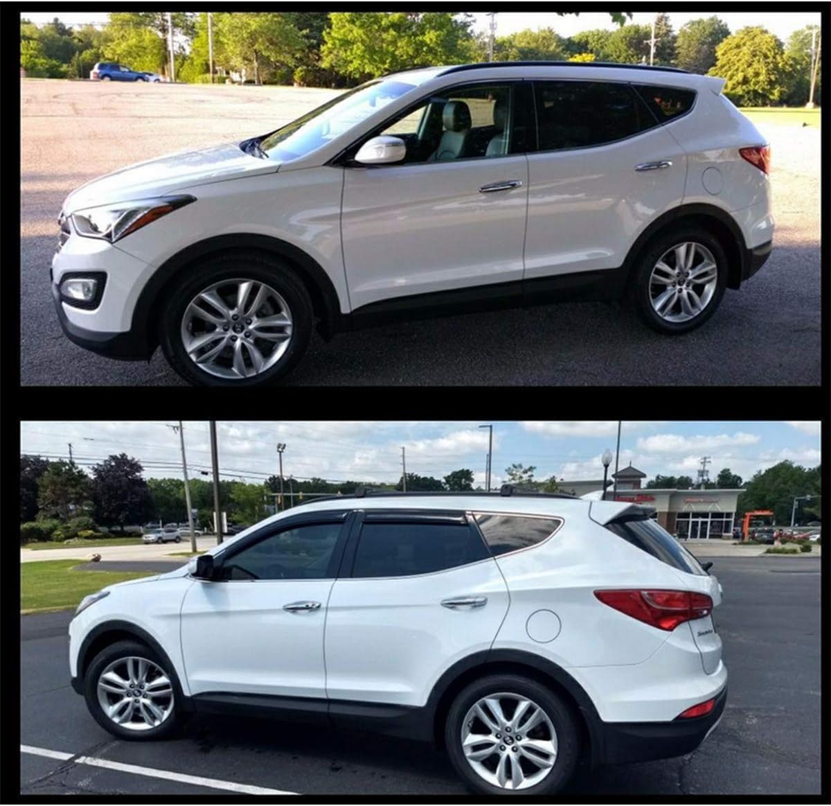 Lightronic Extra Durable Outside-Mount Auto Vent Window Visor, Fit 2013-2018 Hyundai Santa Fe (EXCLUDES Santa Fe XL), UV Protection Rain Guard, Original Wind Deflector, No-Drilling, Dark Smoke, 4Pcs