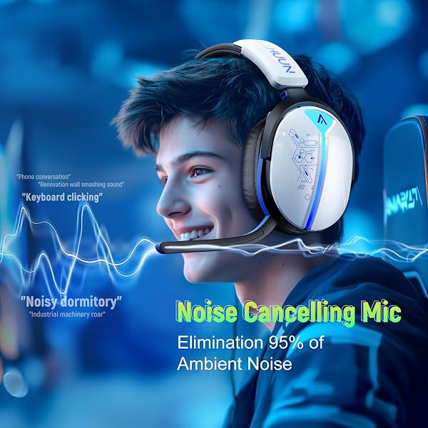 Buwnia Wireless Gaming Headset, Ps5 Headset for PC Ps5 Ps4 Switch, 2.4GHz Lossless Audio Gaming Headsets, Bluetooth 5.3 Gaming Headphone with Noise Canceling Mic & 40H Battery, RGB Light - 5