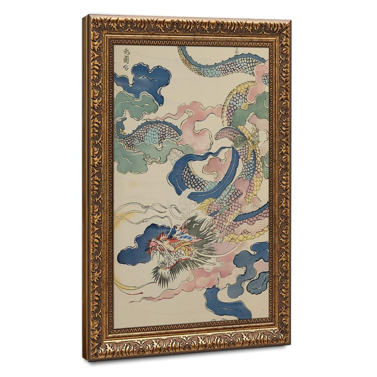 Bareronor Japanese Dragon Poater Canvas Poster Bedroom Decor Landscape Office Room Decor Gift 24" L X 36" W