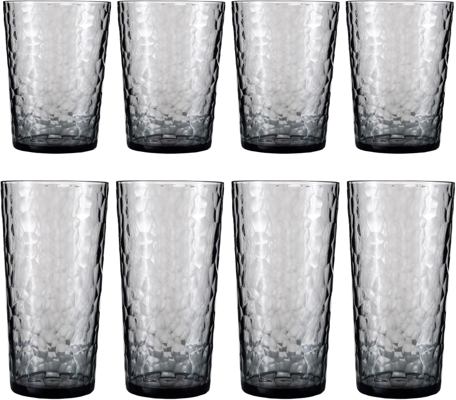 Set de 8 Vasos Reutilizables de Plástico ZAINCA 14 oz y 24 oz Gris