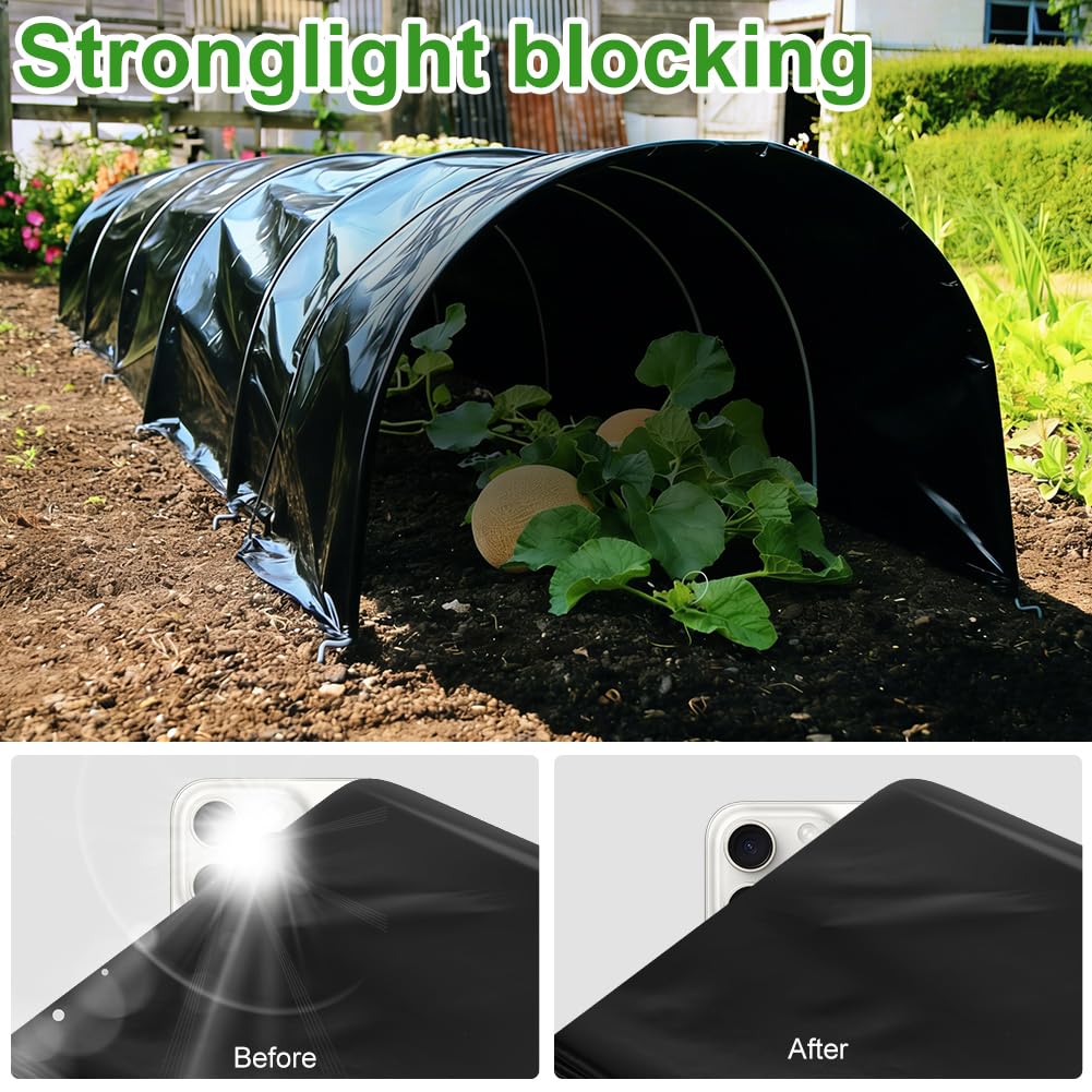2MX3M Bâche en Polyéthylène Noir, Bâche pour Serre Noir en Polyéthylène, Résistant Couverture de Polytunnel, Membrane Horticol pour Jardinage, Isolation des Bâtiments et Tapis de Sol(80Mu/580G)