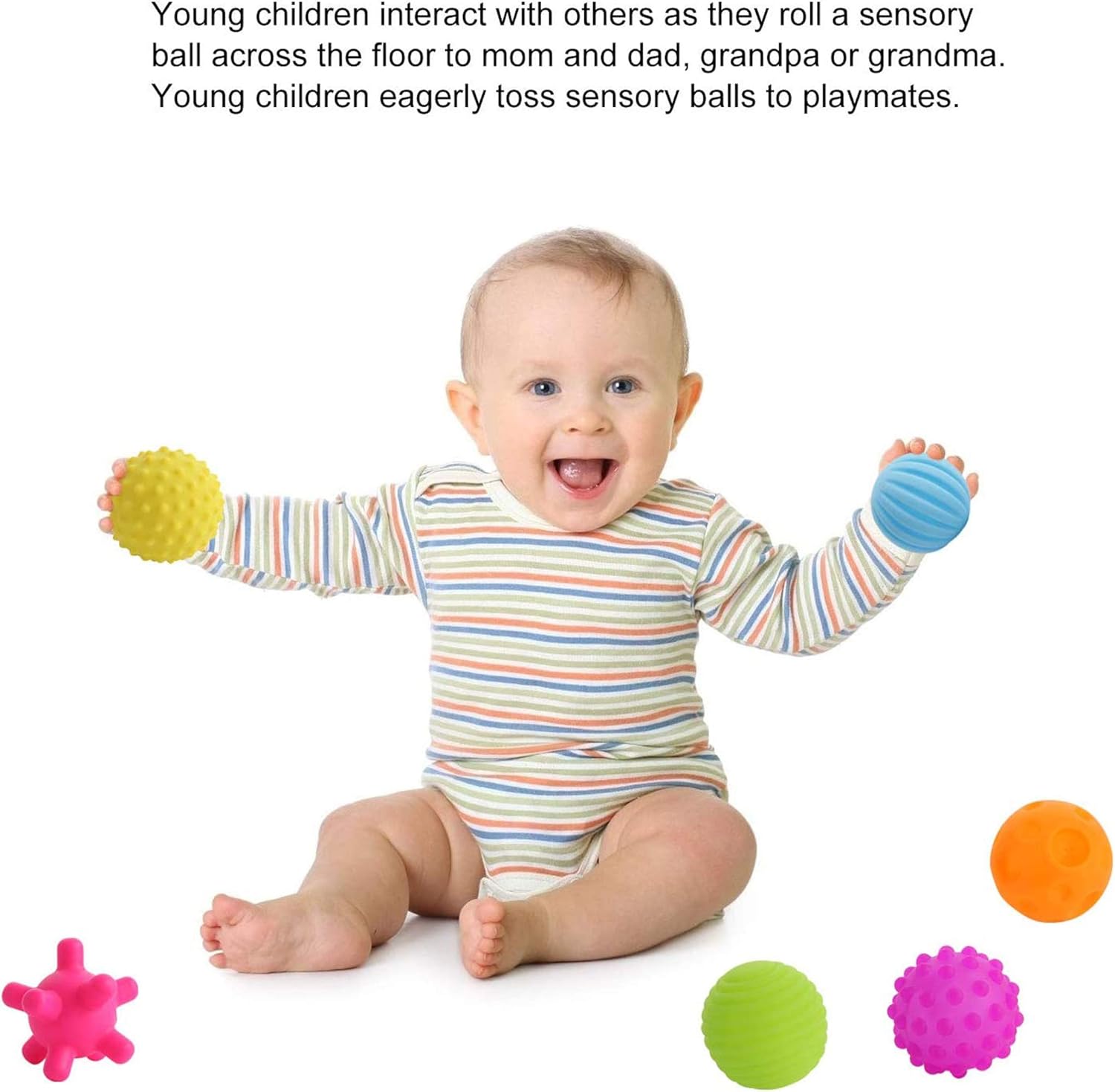 ROHSCE Baby Textured Multi Ball Set, 6pcs Colorful Child Touch Hand Ball Toy Infant Sensory Balls Massage Soft Ball, Baby Learning Grasping Soft Ball Kids Gift : Toys & Games