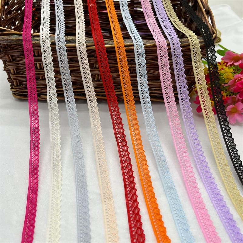 Cinta de 10 Yardas 1,2 cm de algodón con Encaje de Ganchillo Vintage con Borde de Encaje con patrón Floral para Costura, Manualidades de Bricolaje para el hogar, Mantel Rosa