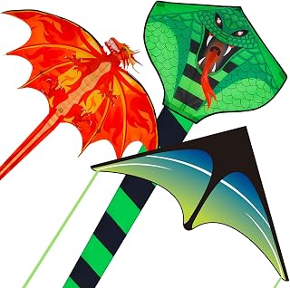 3 Pack Large Kites - Dragon Snake Delta Kites Easy to Fly for Adults Kids Beach Park Outdoor Game Activities, Gifts for Easter Festival Birthday