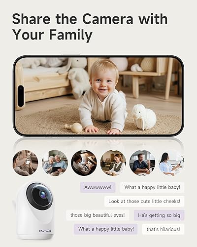Miniatura 7 de Monitor de bebé con cámara y audio, visión nocturna a color 2K, monitor de bebé con video WiFi, panorámica de 355inclinación de 70, alertas de