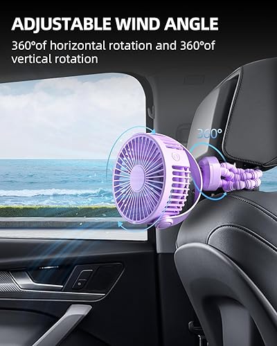 Miniatura 5 de Ventilador de cochecito, ventilador portátil con clip, ventilador portátil con rotación de 360, ventilador de escritorio personal recargable por