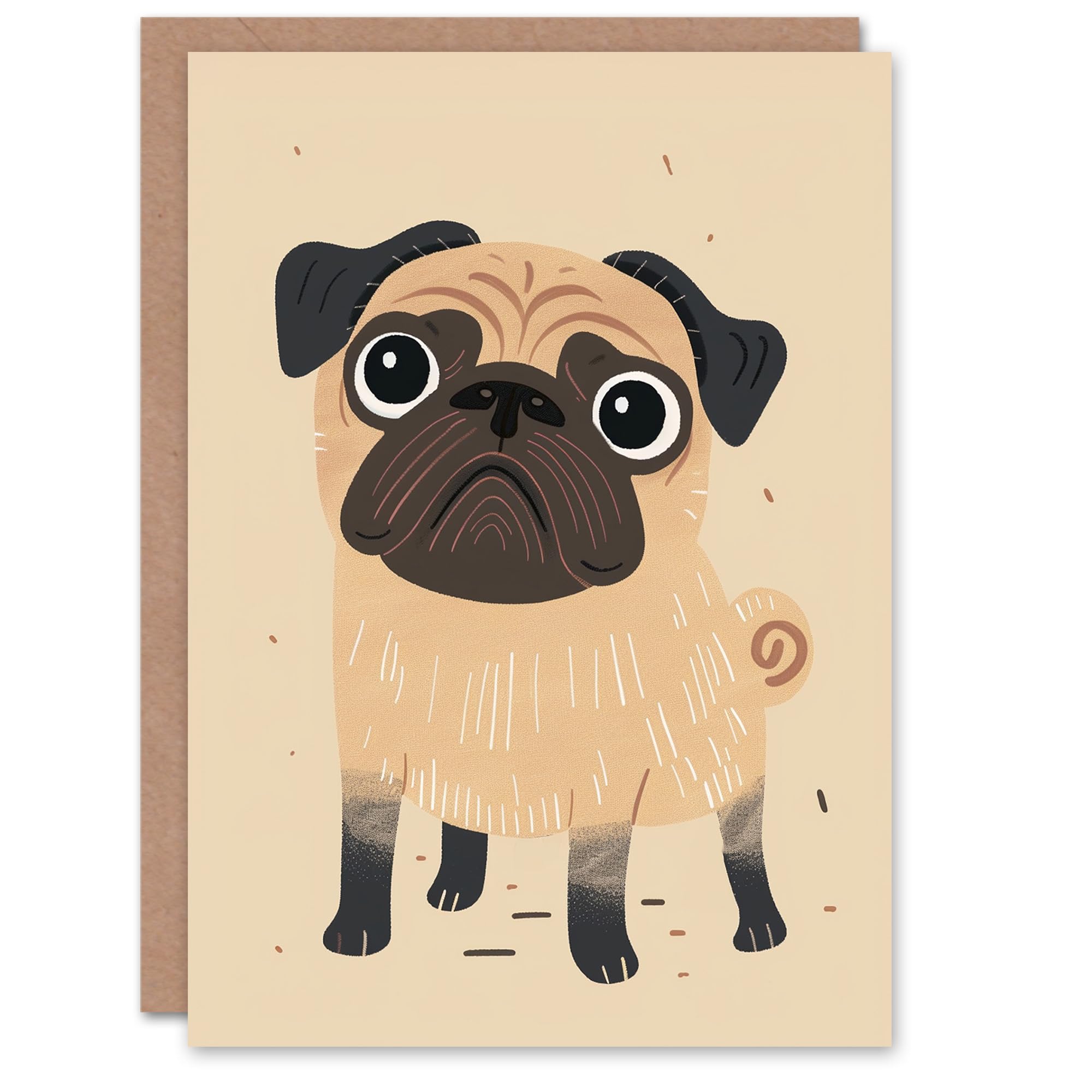 Artery8 Birthday Card Cute Pug Dog Lover Puppy Pet For Child Kids Son Daughter Greeting Card