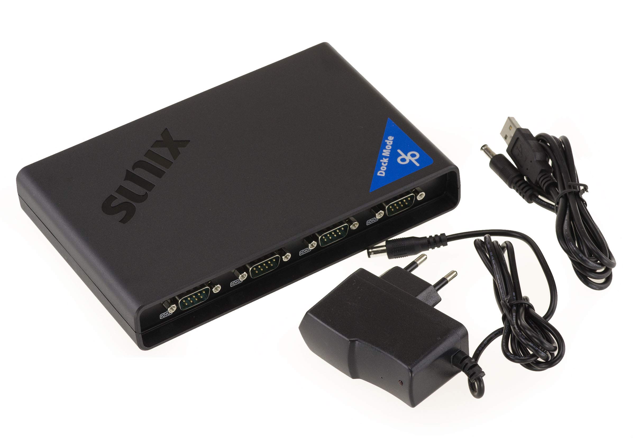 KALEA-INFORMATIQUE Dock Convertisseur Industriel Ethernet RJ45 TCP IP vers 4 Ports série RS232 DB9 avec POS 5V. Chipset SUNIX DPL2000Q (DPKS04HP0)