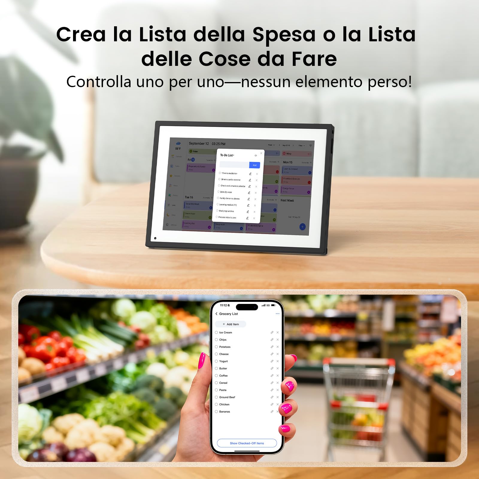 NEWYES 10,1" Calendario Digitale da Tavolo 2026, Agenda Familiare con Touchscreen Interattivo e Cornice Digitale Adatta per Camere da Letto, Cucine e Uffici, ADHD Planner