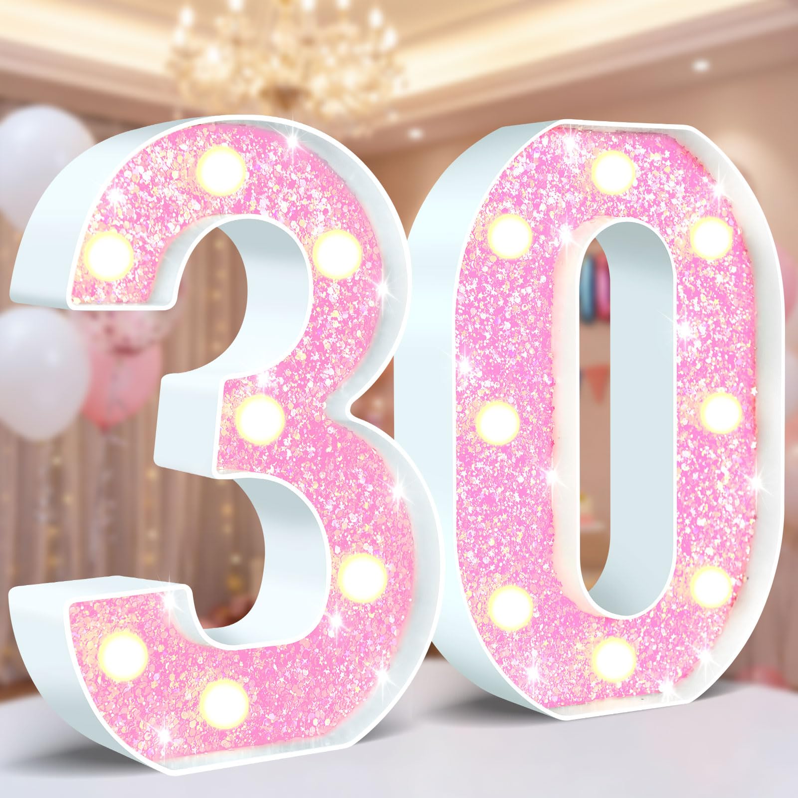 Ledido LED Light Up Marquee Numbers Sign - Cool & Warm Light up Numbers for 40th Birthday Decorations, LED Number Lights for Wedding Anniversary Grad Home Bedroom Table Wall Party Decor, Number 40 — view 62