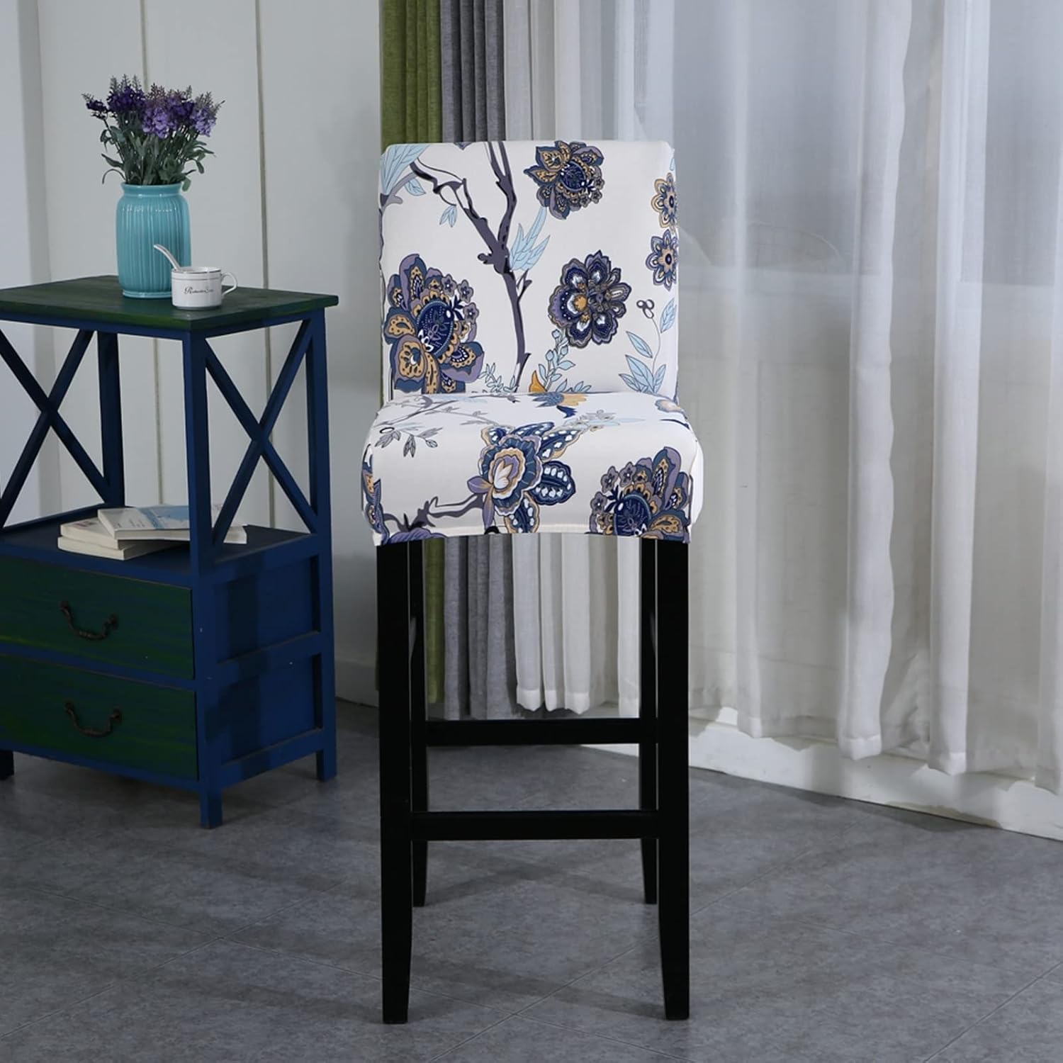 Stretch Bar Stool Covers Set of 4,Pub Chair Slipcover Counter Height Chairs Covers Counter Stool Cover for Back Chair bar Stool Chair Kitchen Dining Room Cafe Furniture,16
