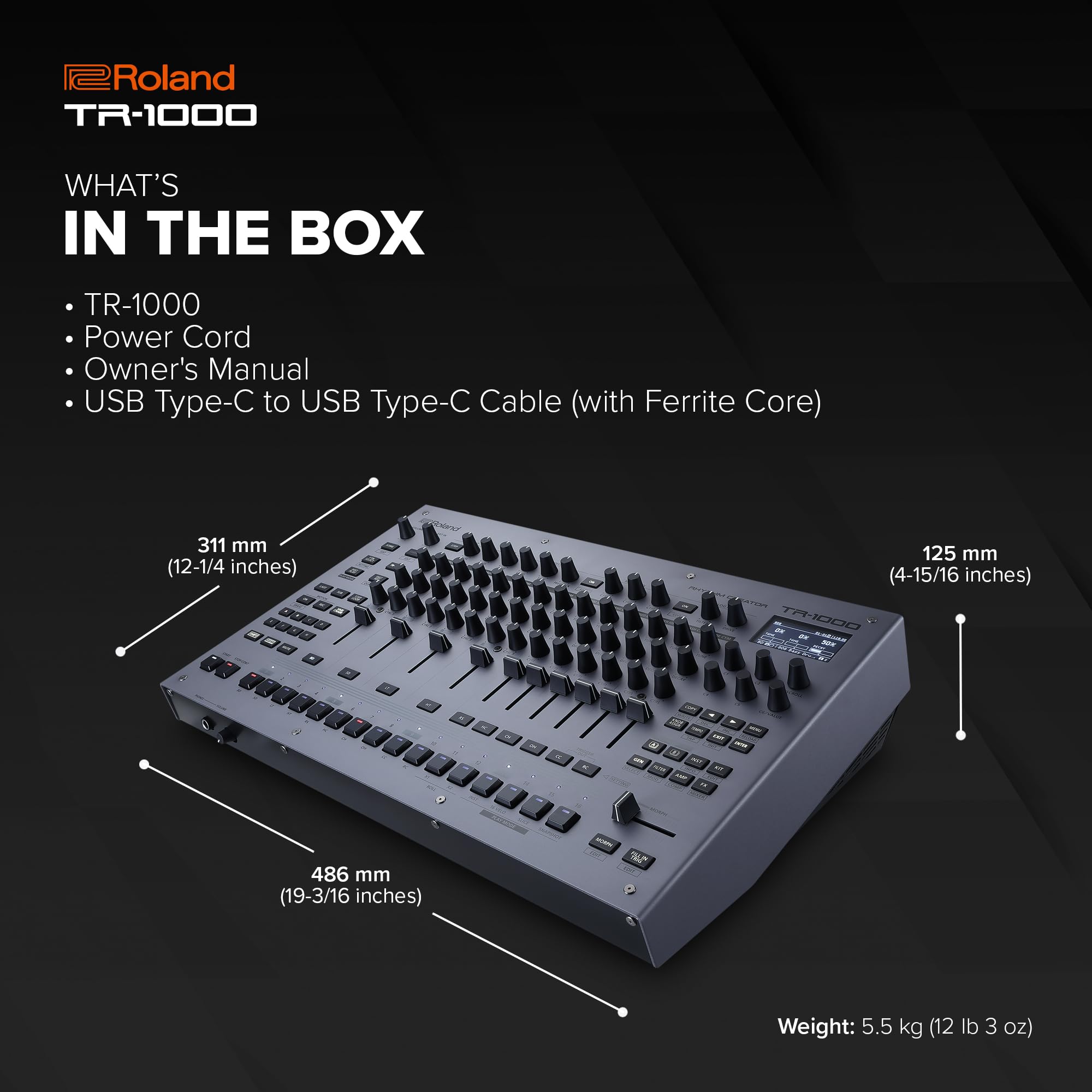 Roland Máquina de tambor TR-1000 com 16 circuitos analógicos TR