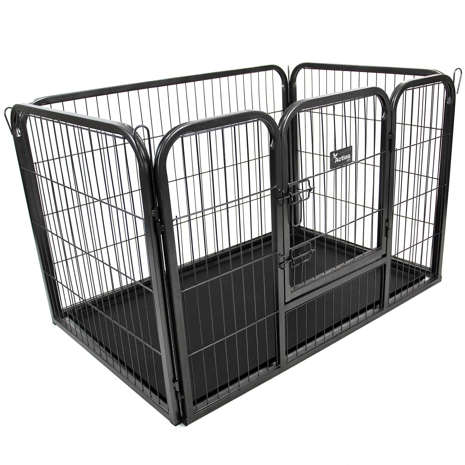 Actiaspet Heavy Duty Metal Pet Playpen with Removable Plastic Floor | Whelping Box for Puppy Training (Black, Medium) — image 1