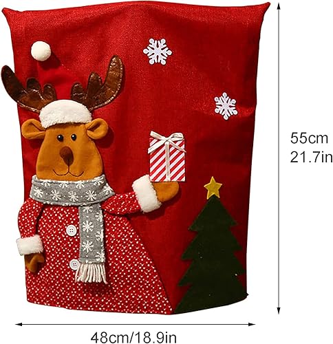 Miniatura 6 de IUIBMI Juego de 6 fundas navideñas para sillas de Navidad, fundas para respaldos de sillas de Navidad, sombrero rojo 3D, Papá Noel, muñeco de nieve,