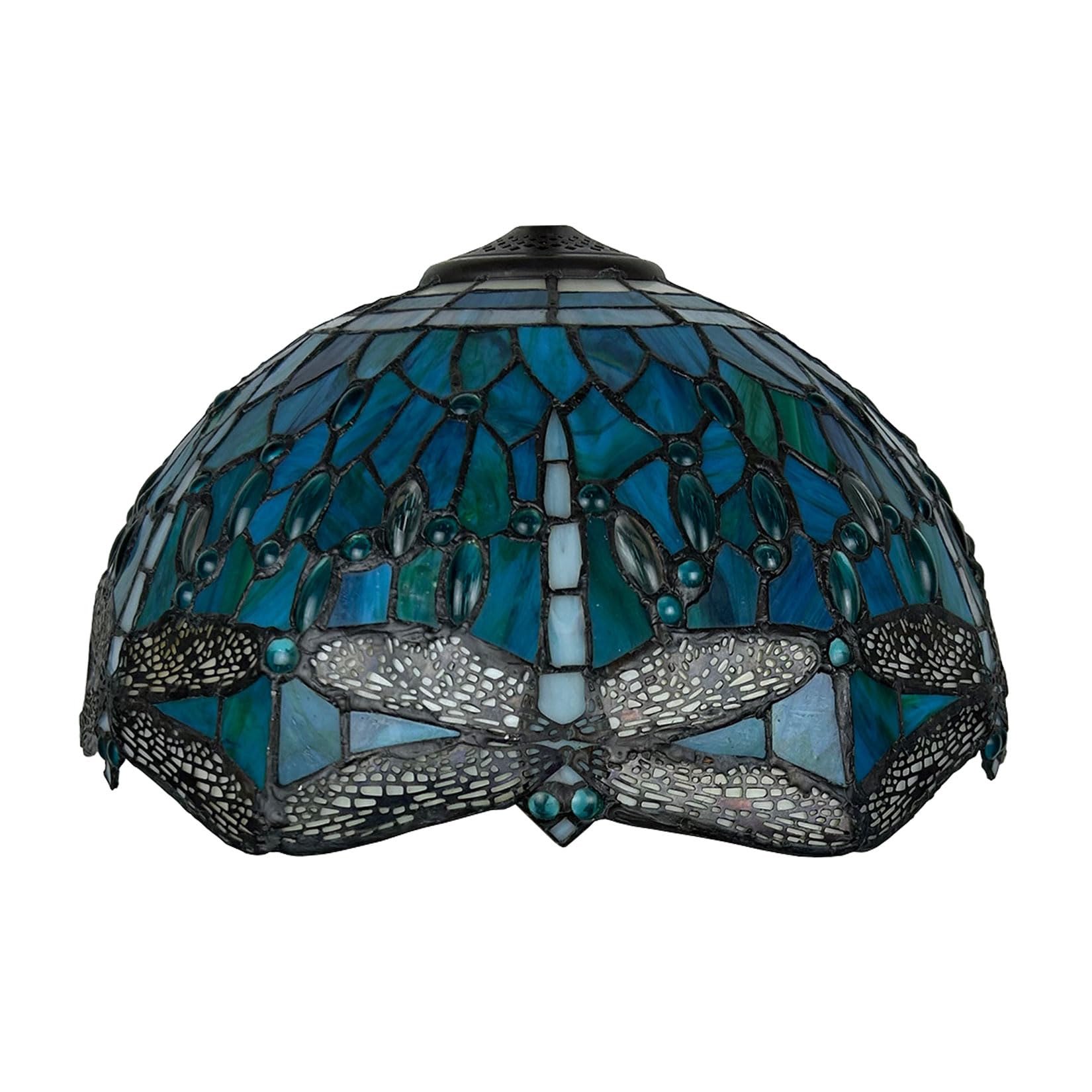 SaryEdge Dragonfly Tiffany Lamp Shade Replacement Only 16X9 Inch Stained Glass Lampshades, Vintage Antique Light Cover Suitable For Use With Table Lamp Floor Lamp Hanging Pendant lamp ，Blue