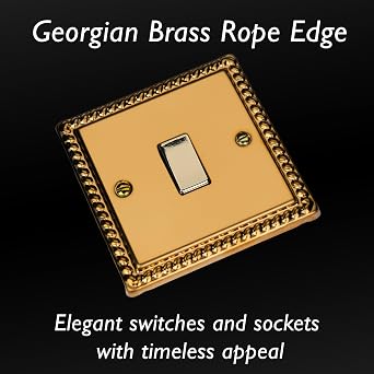 Varilight Single Rocker Light Switch 2-Way - Classic Georgian Brass With Polished Brass Rocker, XG1D