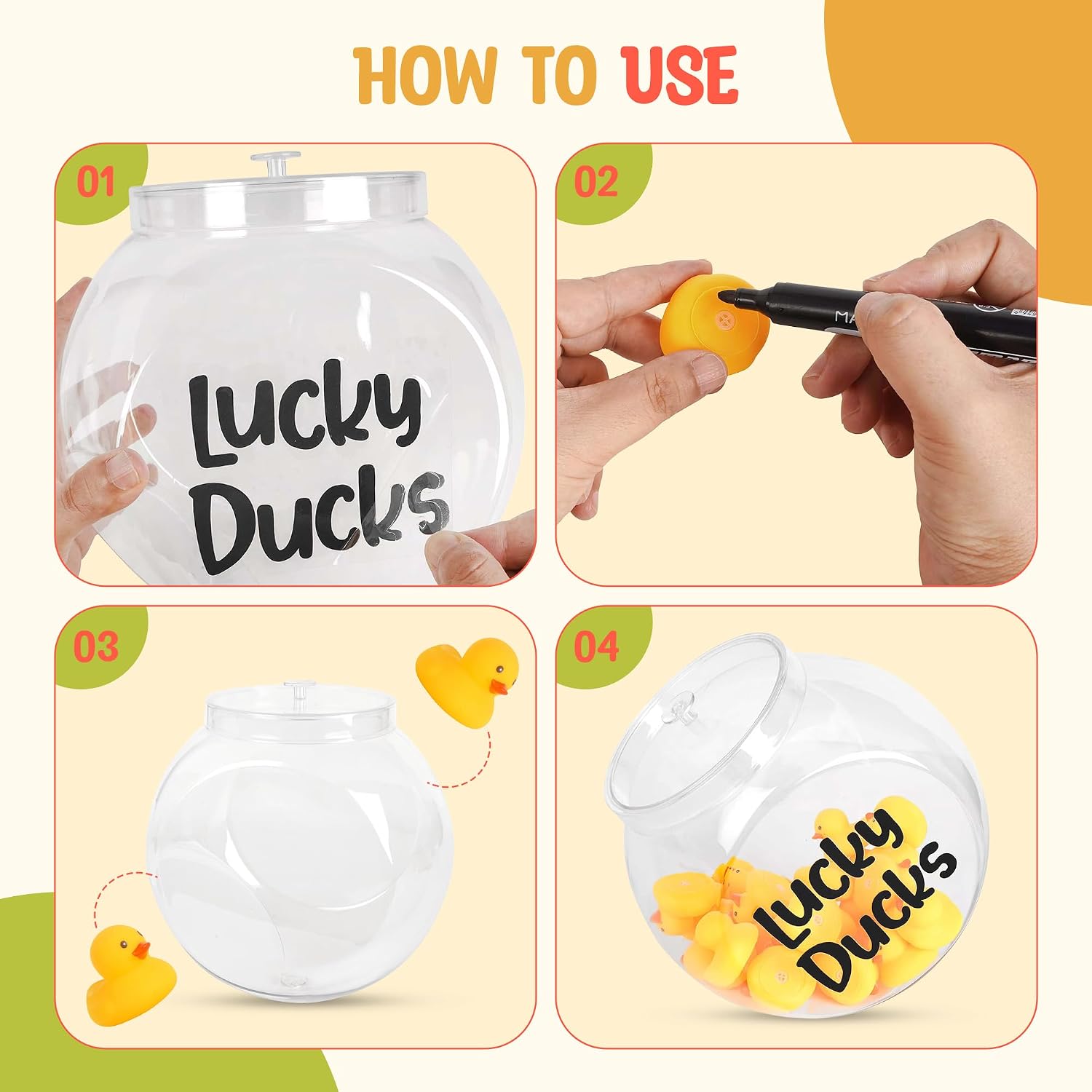 Lucky Ducks with Jar - Classroom Management Tools - Mini Rubber Duck Rewards for Teachers - Classroom Decor - Behavior Management Tools - Back to School Supplies