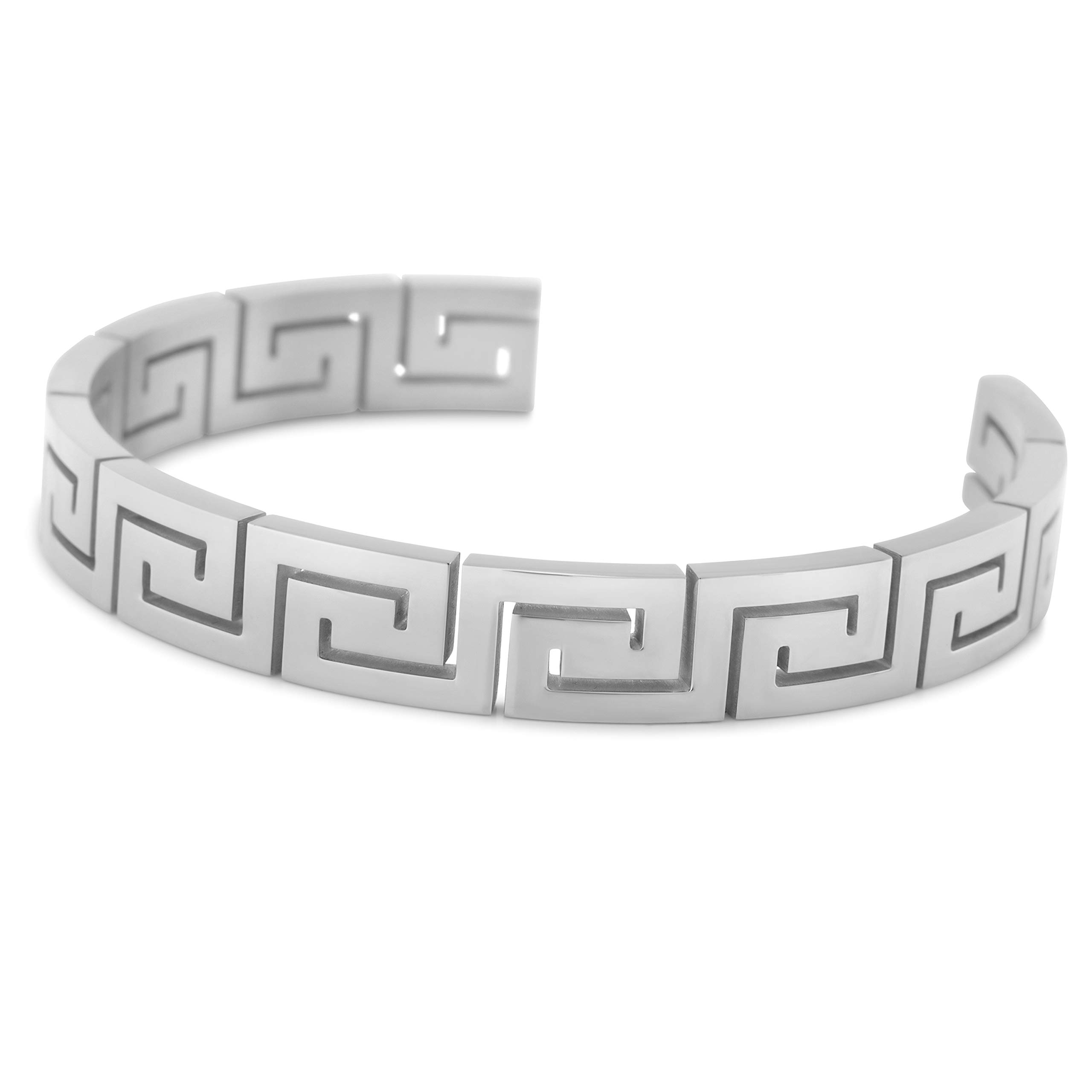 Akitsune Argius Mäander Armreif | Griechisch Antik Armschmuck Frauen Herren Edelstahl Armband Cuff