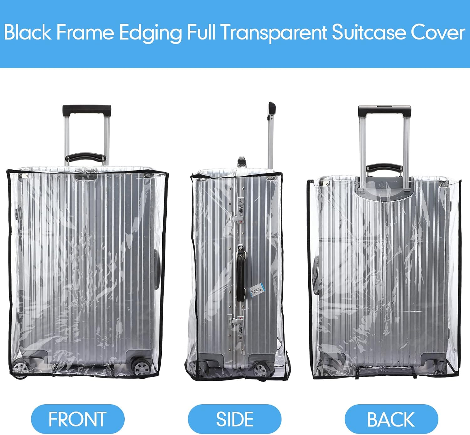 Jexine 4 Pcs Clear PVC Suitcase Protectors 4 Sizes Transparent Travel Luggage Protector Thicken Luggage Cover 18/20/ 24/28 Inches Suitcase Covers