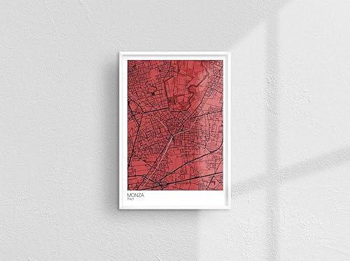 Monza Italy Colored Map Poster  11x17 12x18 16x24 24x36 Minimalist Unframed Traveler Wall Art  Modern Hometown City Artwork Print  Home Office Decor