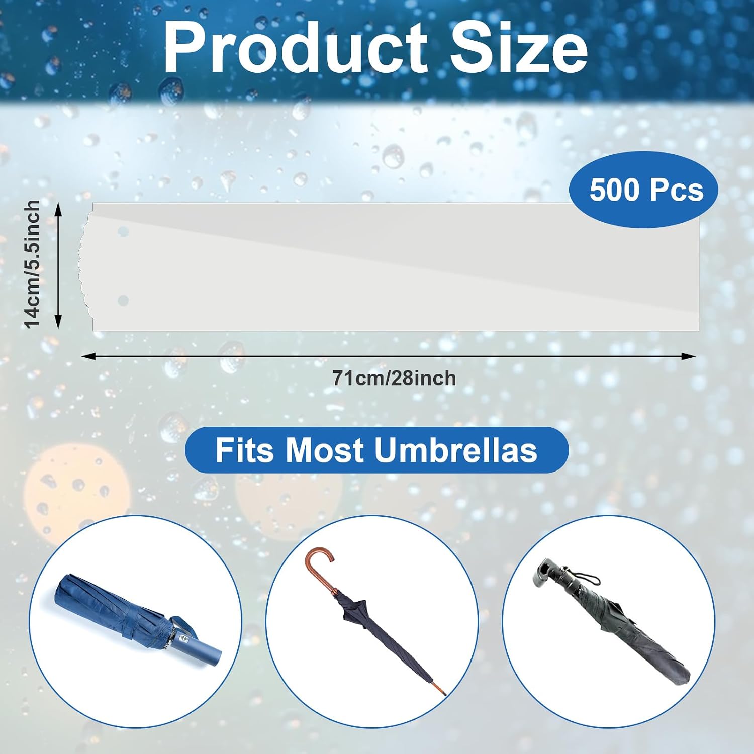 500 Pcs Clear Disposable Wet Umbrella Rain Bags, Universal Fit Umbrella Rain Bags, Heavy Duty Big Covers for Wet Umbrellas, Large Plastic Sleeves for Wet Umbrellas - Keep Church or Lobby Floors Dry image 4