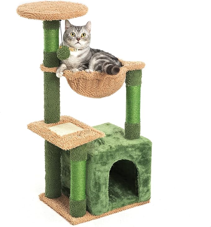 Kilodor Cat Tree, Small Cat Condo Tower with Hammock