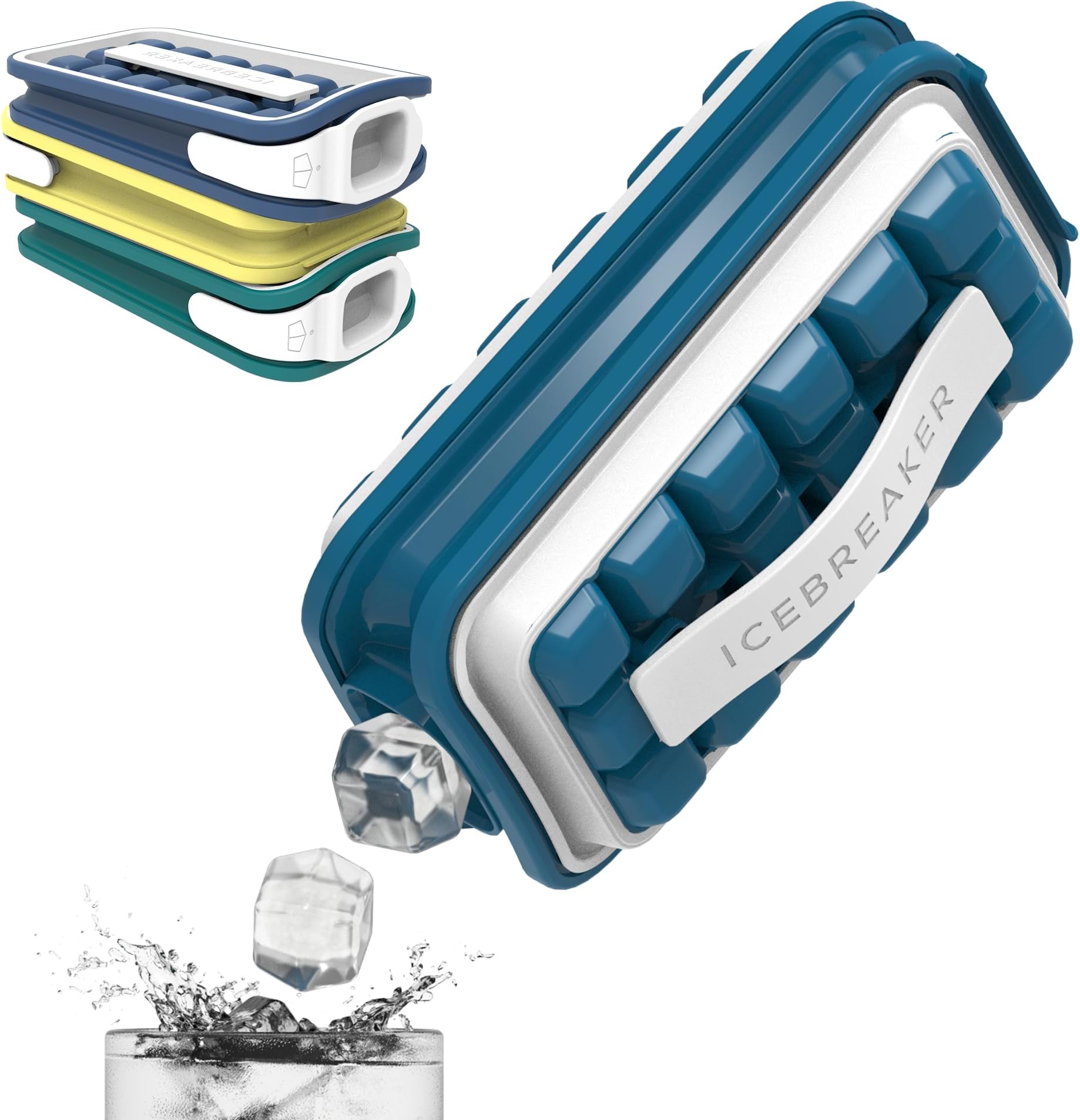 ICEBREAKER POP - 4 IN 1 - DISPENSER - MAKER - BIN - ICE PACK - Make And Serve Ice Without Ever Touching The Ice - The Sanitary Silicone Ice Tray for Freezer With Lid - Ice Cube Tray