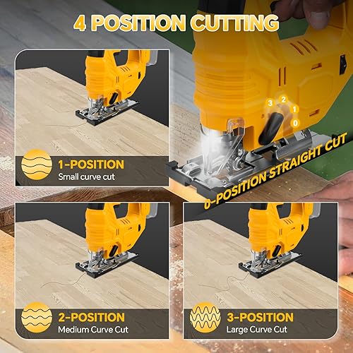 Miniatura 5 de Sierra de calar inalámbrica para batería Dewalt de 20 V, rompecabezas sin escobillas con luz LED, 7 velocidades variables, cortes biselados de 45, 4