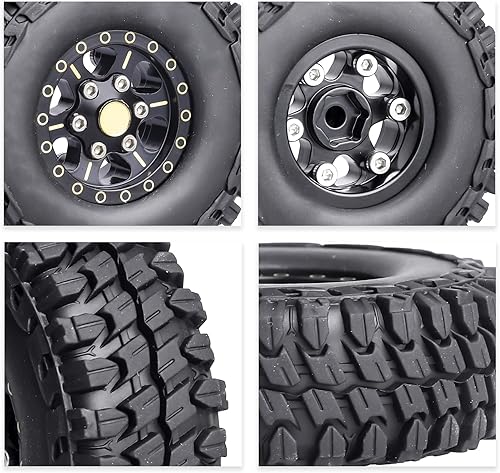 Miniatura 28 de HobbyPark Ruedas y neumáticos Beadlock de latón 1.0 para Traxxas TRX4M Piezas de actualización Axial SCX24 1/24 RC Crawler Reemplazo (paquete de 4)