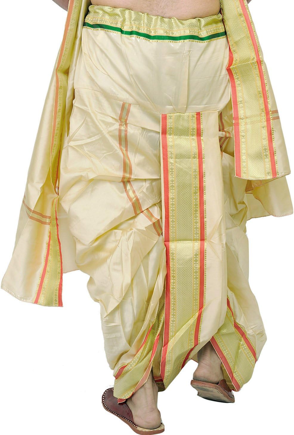 Ready to Wear Dhoti and Veshti Set with Woven Golden Border - Art Silk - Image 2