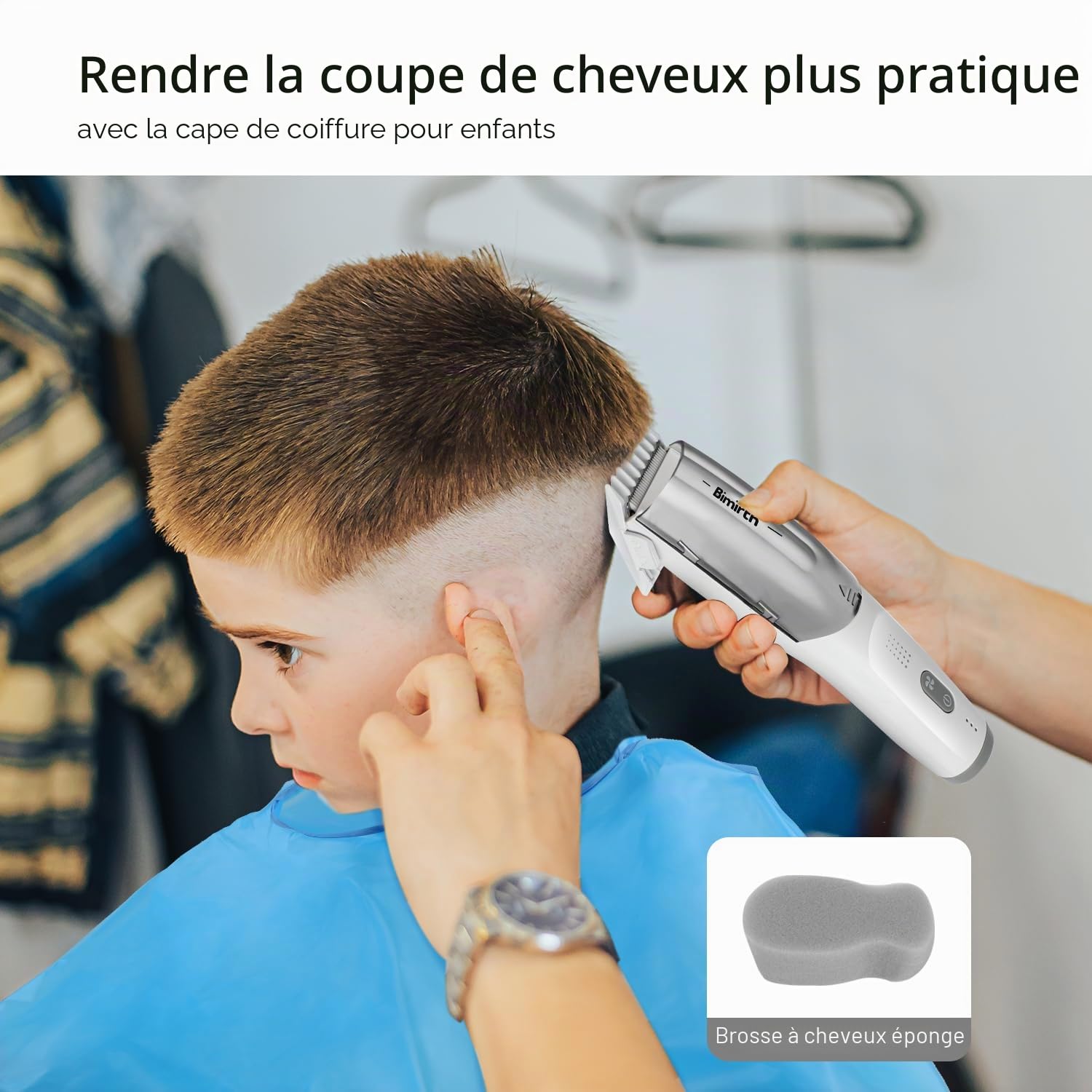 Bimirth Tondeuse à Cheveux pour Bébé, Tondeuse Bebe Silencieux - Sans fil - Silencieuse - Câble USB - Rechargeable - dans un Sac pour un Rangement Facile - Étanche - 3 peignes de protection (Vacuum)