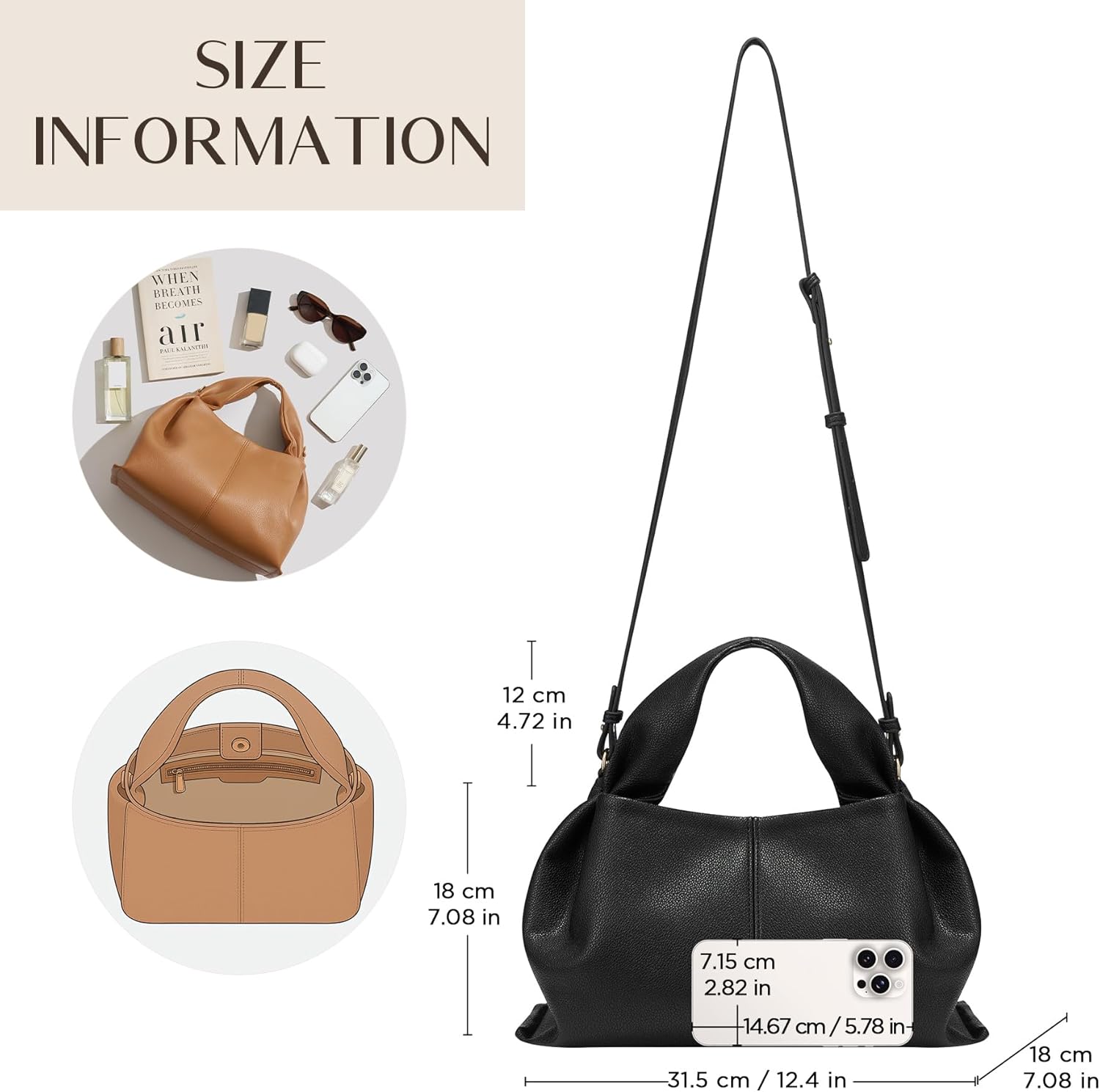 CHUNLI Designer Bucket Bag for Women Work Tote Handbags Crossbody PU Leather Satchel Large Capacity with Adjustable Strap - Image 5