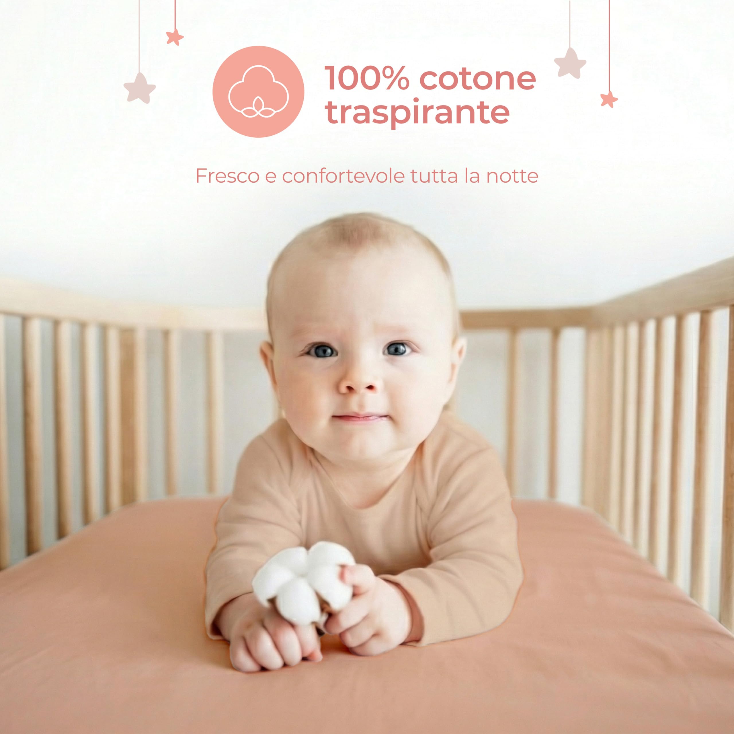 Dreamzie Set 2 Lenzuola Culla 40x80 Cotone - Lenzuolo Con Angoli, Oeko-Tex Certificato - Per Carrozzina E Passeggino Neonato - Rosa/Bianco