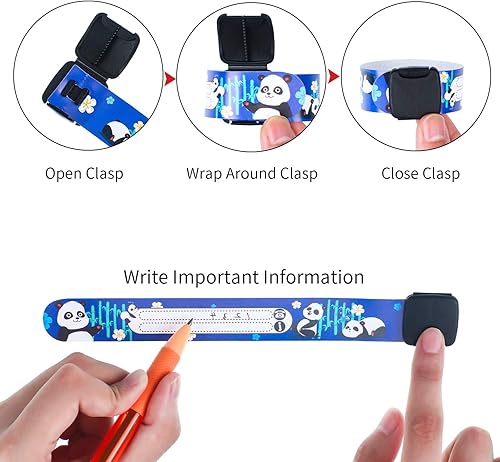 Miniatura 3 de 8 pulseras de identificación de seguridad reutilizables para identificación, bandas de identificación impermeables ajustables, 8 estilos