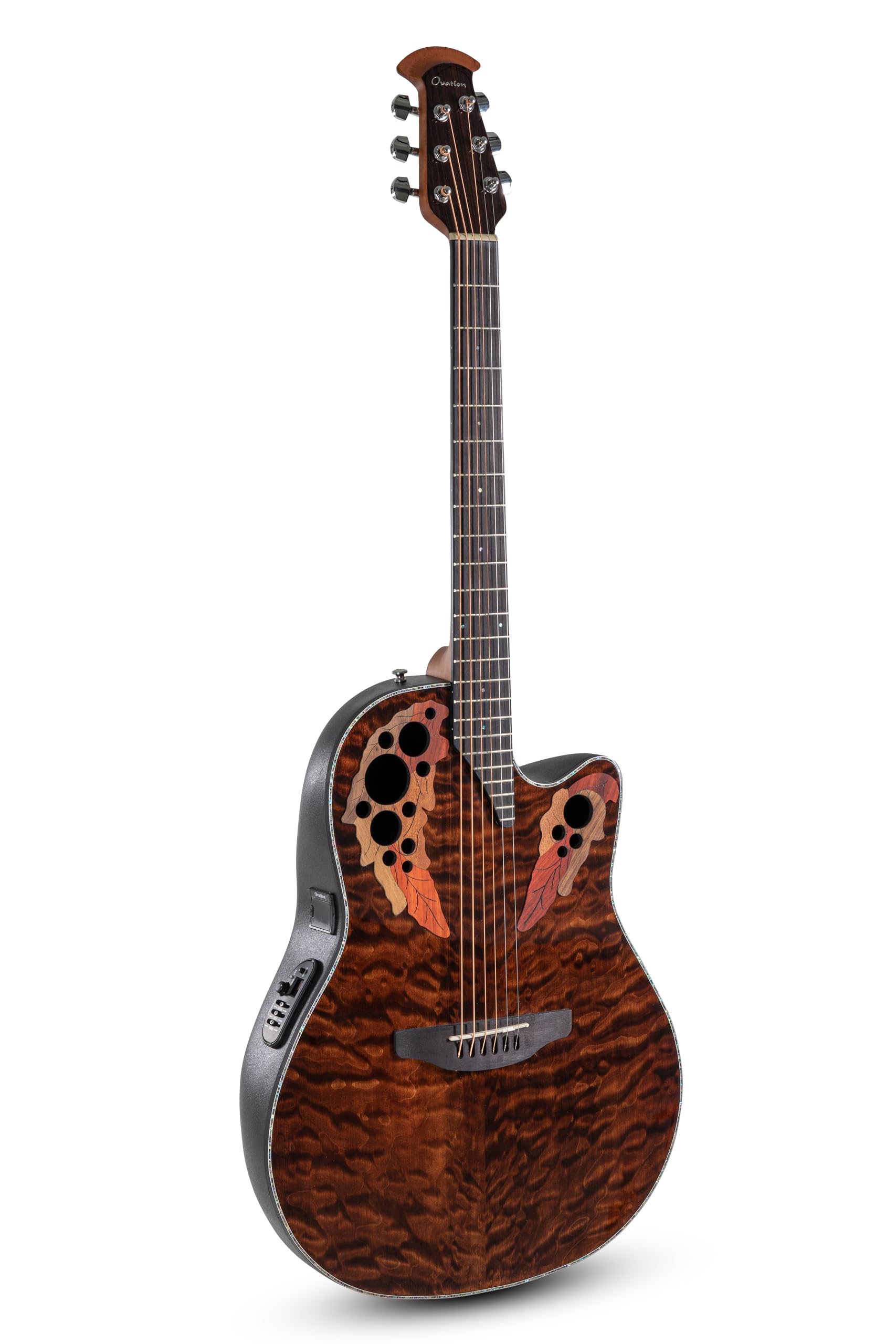 OVATION E-Akustikgitarre Celebrity Elite Plus CE44P Mid Cutaway - Edelholzdecke - Mid-depth Lyrachord Body - Dark Tiger Eye - CE44P-TGE-G