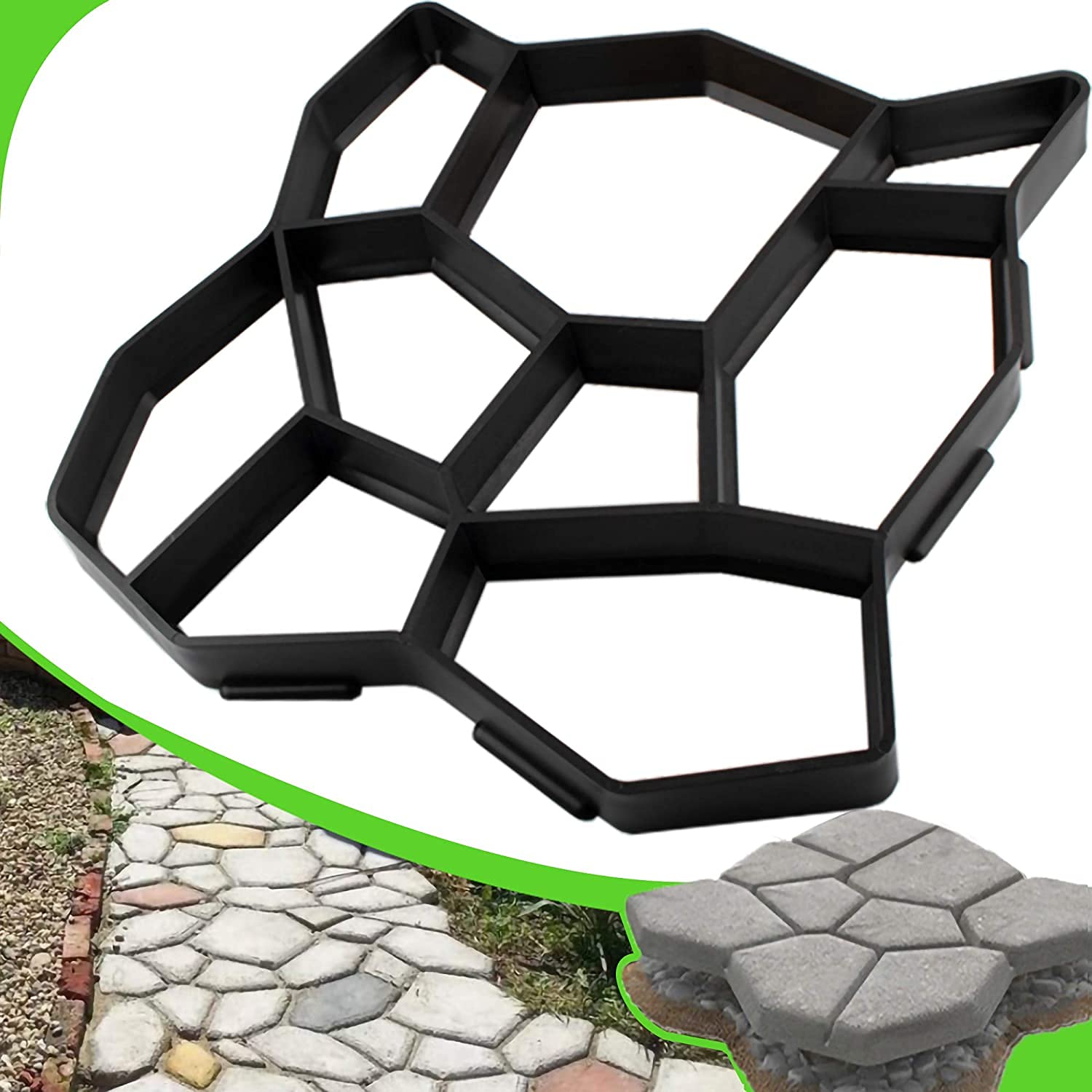 JENY Walk Maker Concrete Molds for Stepping Stones Reusable Heavy Duty Paving Pavement Molds, 13 inch x 13inch-image-19