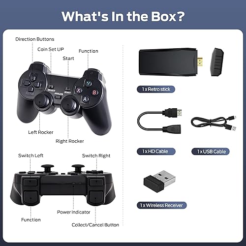 Miniatura 6 de Consola de juegos retro inalámbrica, videojuego Plug & Play con más de 25100 juegos integrados, salida HD 4K y controlador inalámbrico de 2.4 GHz, 9